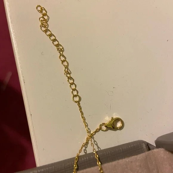 White Enamel Heart Gold Necklace - Picture 3 of 5